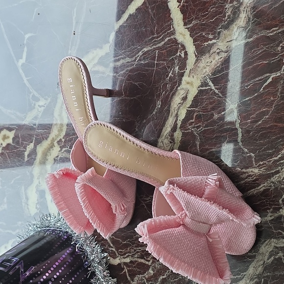 gianni bini wendell raffia bow dress slide sandals - Picture 2 of 6